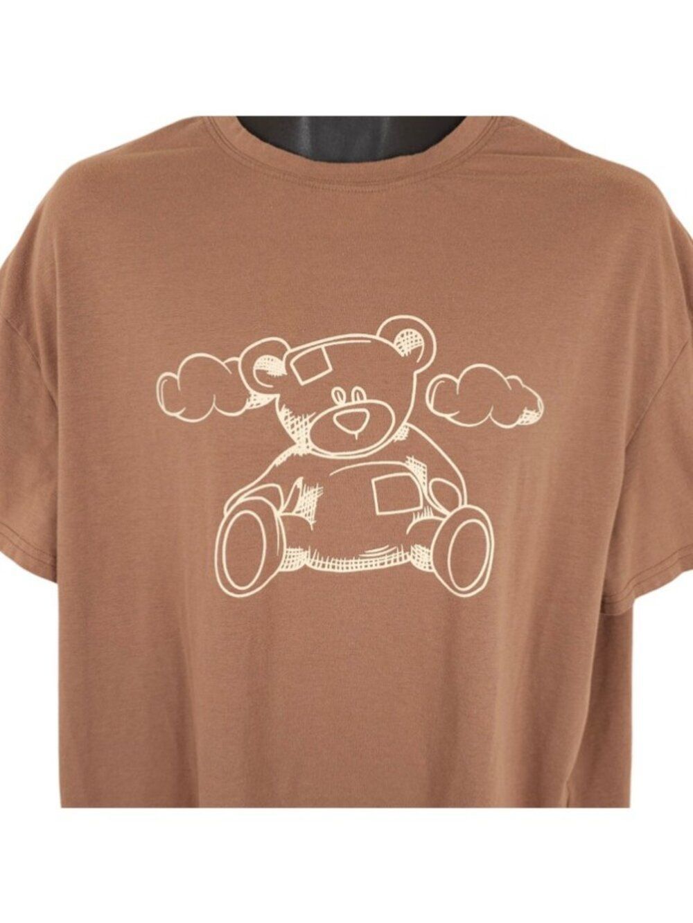 Teddy Bear T Shirt Womens Size Large Brown OVERSIZED Boxy Fit